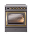 Nostalgie II Noblesse 30″ Induction Range (Triple Glass Door, Graphite Matte, Brass) view 2