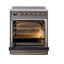 Nostalgie II Noblesse 30″ Induction Range (Triple Glass Door, Graphite Matte, Brass) view 3
