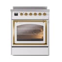 Nostalgie II Noblesse 30″ Induction Range (Triple Glass Door, White, Brass) view 2