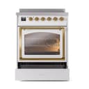 Nostalgie II Noblesse 30″ Induction Range (Triple Glass Door, White, Brass) view 4