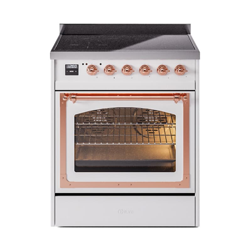 Nostalgie II Noblesse 30″ Induction Range (Triple Glass Door, White, Copper)
