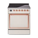 Nostalgie II Noblesse 30″ Induction Range (Solid Door, Antique White, Copper) view 1