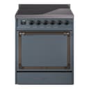 Nostalgie II Noblesse 30″ Induction Range (Solid Door, Blue Grey, Burnished) view 1