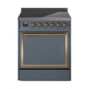 Nostalgie II Noblesse 30″ Induction Range (Solid Door, Blue Grey, Brass) view 1