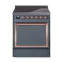 Nostalgie II Noblesse 30″ Induction Range (Solid Door, Blue Grey, Copper) view 1