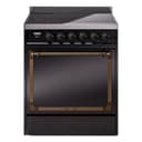 Nostalgie II Noblesse 30″ Induction Range (Solid Door, Glossy Black, Burnished) view 1