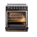 Nostalgie II Noblesse 30″ Induction Range (Solid Door, Glossy Black, Brass) view 2