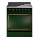 Nostalgie II Noblesse 30″ Induction Range (Solid Door, Emerald Green, Burnished) view 1