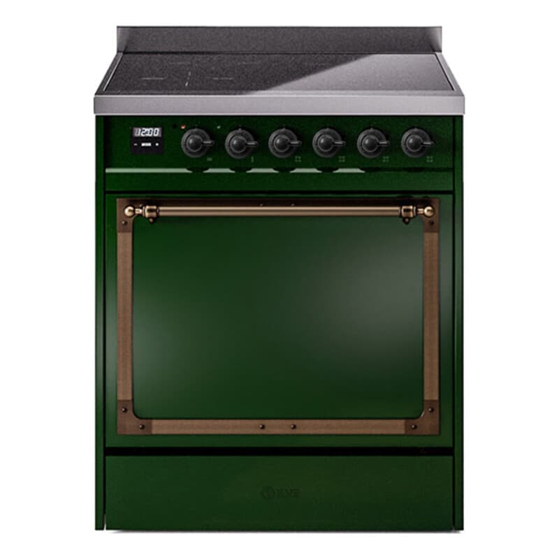 Nostalgie II Noblesse 30″ Induction Range (Solid Door, Emerald Green, Burnished)