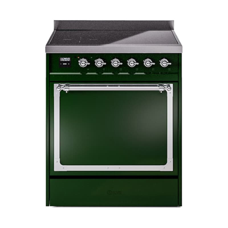 Nostalgie II Noblesse 30″ Induction Range (Solid Door, Emerald Green, Chrome)