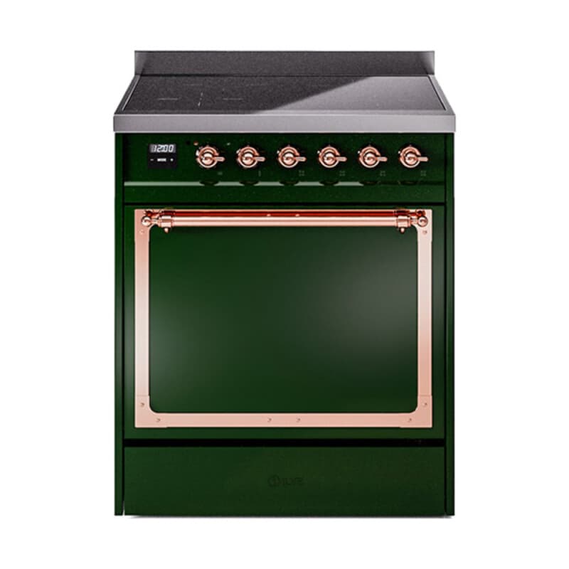 Nostalgie II Noblesse 30″ Induction Range (Solid Door, Emerald Green, Copper)