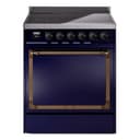 Nostalgie II Noblesse 30″ Induction Range (Solid Door, Midnight Blue, Burnished) view 1