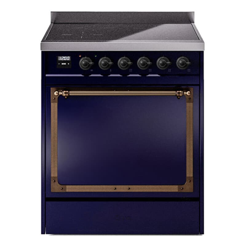 Nostalgie II Noblesse 30″ Induction Range (Solid Door, Midnight Blue, Burnished)