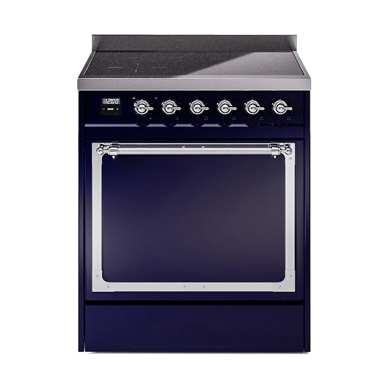 Nostalgie II Noblesse 30″ Induction Range (Solid Door, Midnight Blue, Chrome)