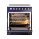 Nostalgie II Noblesse 30″ Induction Range (Solid Door, Midnight Blue, Brass) view 2