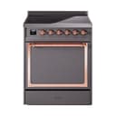 Nostalgie II Noblesse 30″ Induction Range (Solid Door, Graphite Matte, Copper) view 1