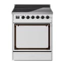 Nostalgie II Noblesse 30″ Induction Range (Solid Door, White, Burnished) view 1
