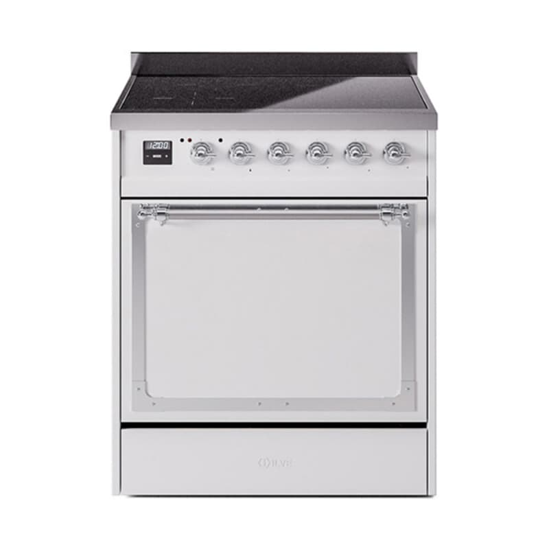 Nostalgie II Noblesse 30″ Induction Range (Solid Door, White, Chrome)