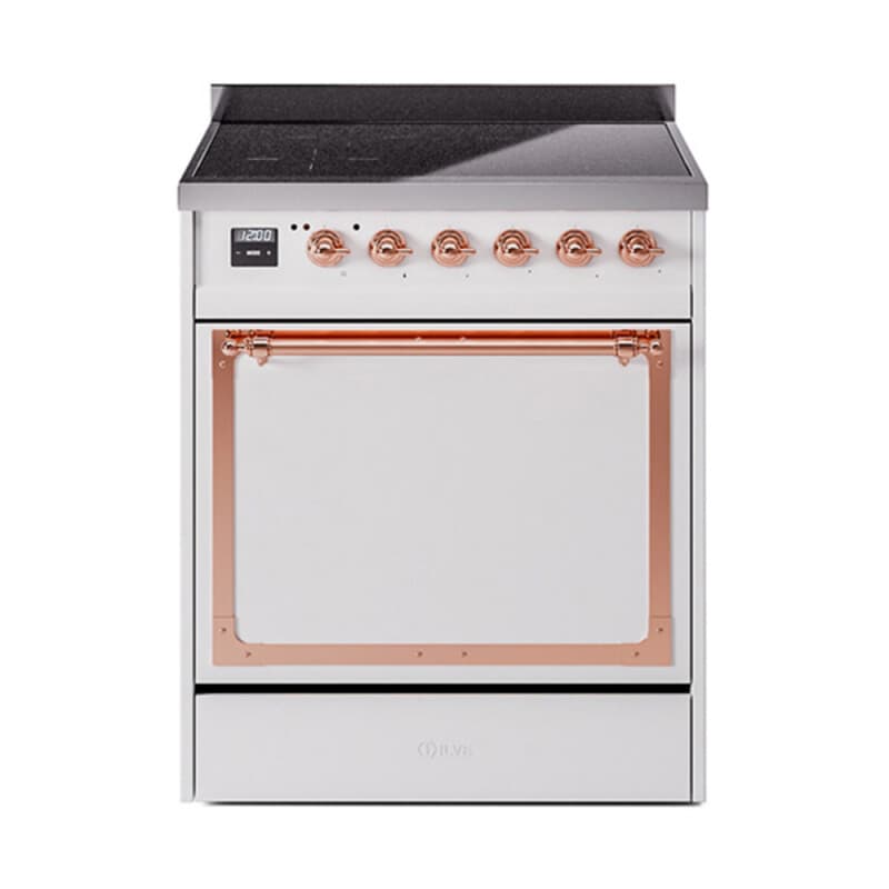Nostalgie II Noblesse 30″ Induction Range (Solid Door, White, Copper)