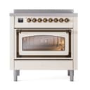 Nostalgie II Noblesse 36″ Induction Range   (Triple Glass Door, Antique White, Burnished) view 2