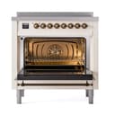 Nostalgie II Noblesse 36″ Induction Range   (Triple Glass Door, Antique White, Burnished) view 3