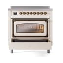 Nostalgie II Noblesse 36″ Induction Range   (Triple Glass Door, Antique White, Burnished) view 4