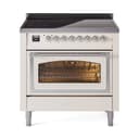 Nostalgie II Noblesse 36″ Induction Range   (Triple Glass Door, Antique White, Chrome) view 1