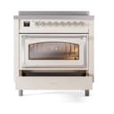 Nostalgie II Noblesse 36″ Induction Range   (Triple Glass Door, Antique White, Chrome) view 4