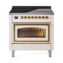 Nostalgie II Noblesse 36″ Induction Range   (Triple Glass Door, Antique White, Brass) view 1