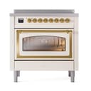 Nostalgie II Noblesse 36″ Induction Range   (Triple Glass Door, Antique White, Brass) view 2