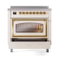 Nostalgie II Noblesse 36″ Induction Range   (Triple Glass Door, Antique White, Brass) view 4