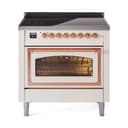 Nostalgie II Noblesse 36″ Induction Range   (Triple Glass Door, Antique White, Copper) view 1