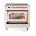 Nostalgie II Noblesse 36″ Induction Range   (Triple Glass Door, Antique White, Copper) view 4