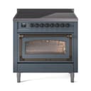 Nostalgie II Noblesse 36″ Induction Range   (Triple Glass Door, Blue Grey, Burnished) view 1