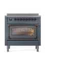 Nostalgie II Noblesse 36″ Induction Range   (Triple Glass Door, Blue Grey, Burnished) view 2