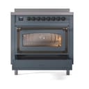 Nostalgie II Noblesse 36″ Induction Range   (Triple Glass Door, Blue Grey, Burnished) view 4
