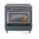 Nostalgie II Noblesse 36″ Induction Range   (Triple Glass Door, Blue Grey, Chrome) view 4