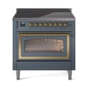 Nostalgie II Noblesse 36″ Induction Range   (Triple Glass Door, Blue Grey, Brass) view 1