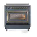 Nostalgie II Noblesse 36″ Induction Range   (Triple Glass Door, Blue Grey, Brass) view 4