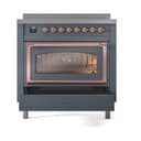 Nostalgie II Noblesse 36″ Induction Range   (Triple Glass Door, Blue Grey, Copper) view 4