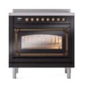 Nostalgie II Noblesse 36″ Induction Range   (Triple Glass Door, Glossy Black, Burnished) view 2
