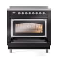 Nostalgie II Noblesse 36″ Induction Range   (Triple Glass Door, Glossy Black, Chrome) view 4