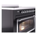 Nostalgie II Noblesse 36″ Induction Range   (Triple Glass Door, Glossy Black, Chrome) view 5