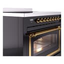 Nostalgie II Noblesse 36″ Induction Range   (Triple Glass Door, Glossy Black, Brass) view 5