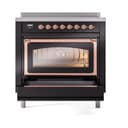 Nostalgie II Noblesse 36″ Induction Range   (Triple Glass Door, Glossy Black, Copper) view 4