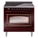 Nostalgie II Noblesse 36″ Induction Range   (Triple Glass Door, Burgundy, Burnished) view 1