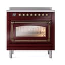 Nostalgie II Noblesse 36″ Induction Range   (Triple Glass Door, Burgundy, Burnished) view 2