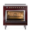 Nostalgie II Noblesse 36″ Induction Range   (Triple Glass Door, Burgundy, Burnished) view 3