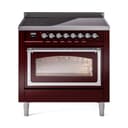 Nostalgie II Noblesse 36″ Induction Range   (Triple Glass Door, Burgundy, Chrome) view 1