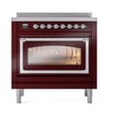 Nostalgie II Noblesse 36″ Induction Range   (Triple Glass Door, Burgundy, Chrome) view 2